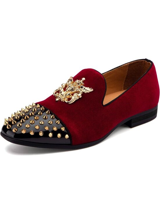 Meijiana Men\'s Red02 Leather Velvet Loafers Embellishments Luxury Formal Shoes main image 4
